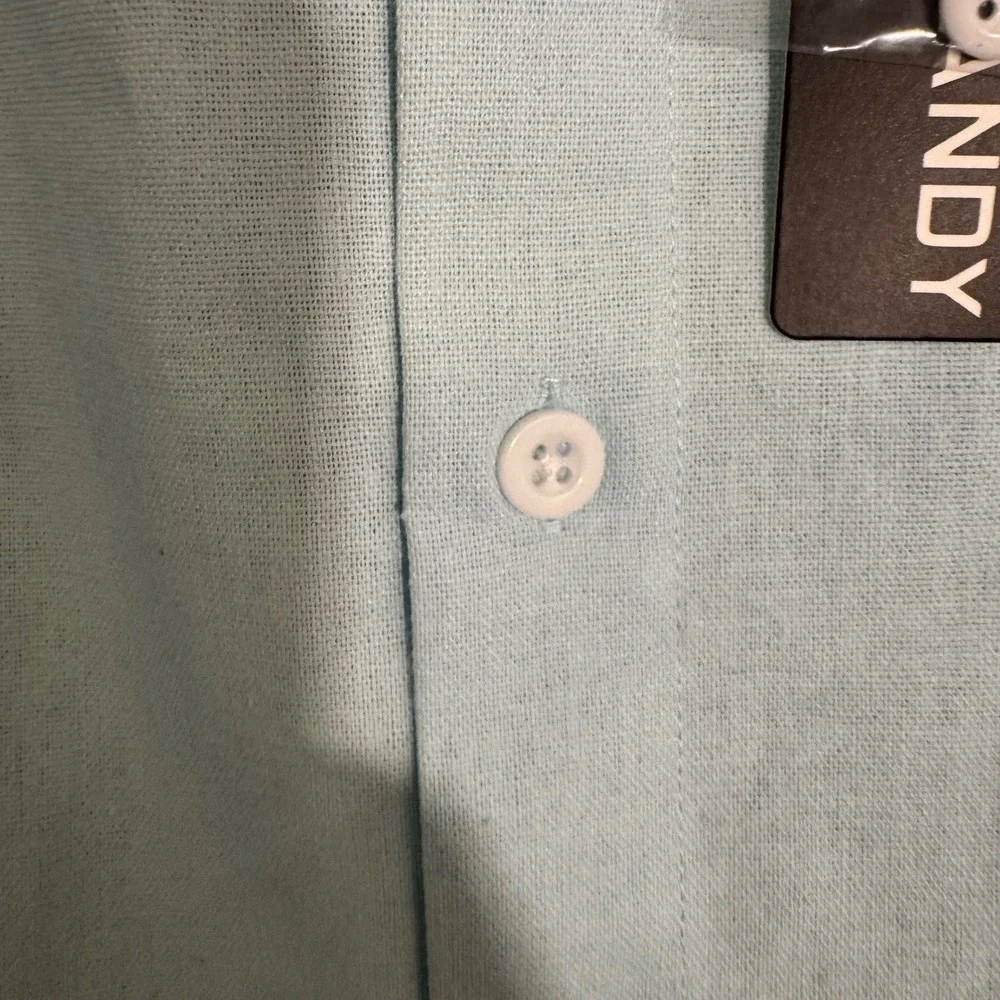 COOFANDY Men's Short Sleeve Button Down Shirt Light Blue Linen Blend‎ XXLarge